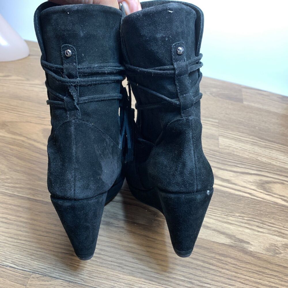 Women's Luciano Barachini Dressy Italian Wedge‎ Ankle Suede Boot Black Suede - Picture 4 of 13
